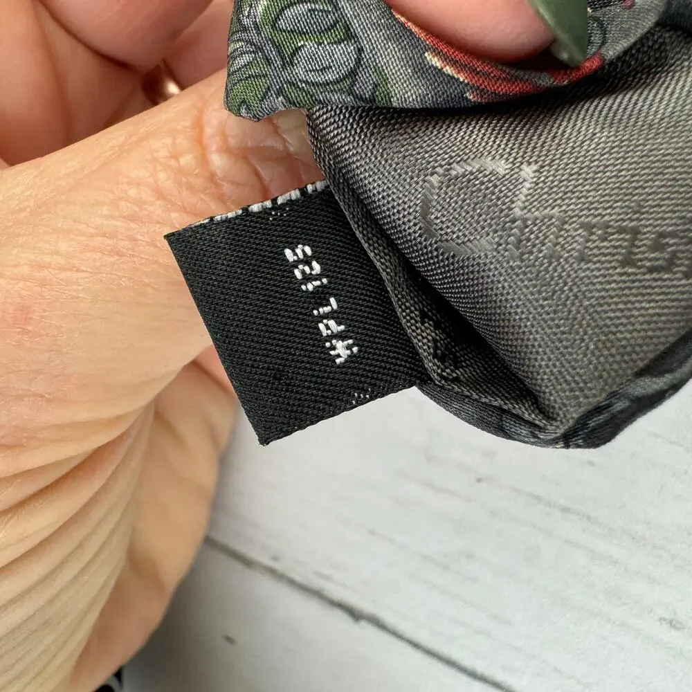 VTG Christian Dior Monsieur Grey/Red Silk Lighthouse & Bird Print Neck Tie Mens
